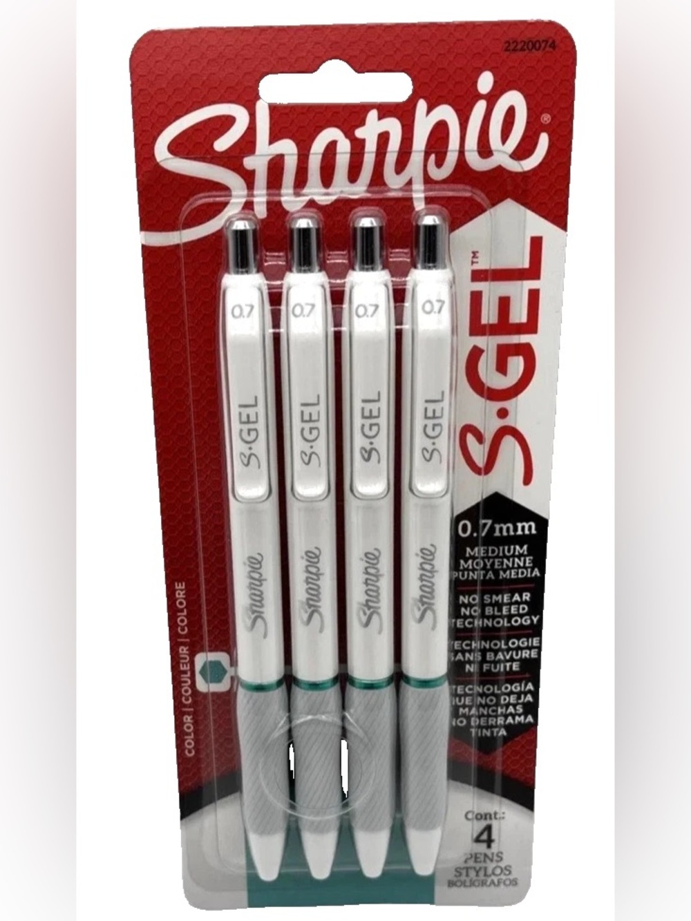 Sharpie S-Gel 0.7mm White Barrel Gel Pens - 4 Pack Teal